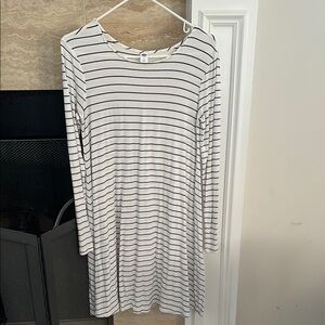 Old Navy Blue and White Striped Long Sleeve Dress